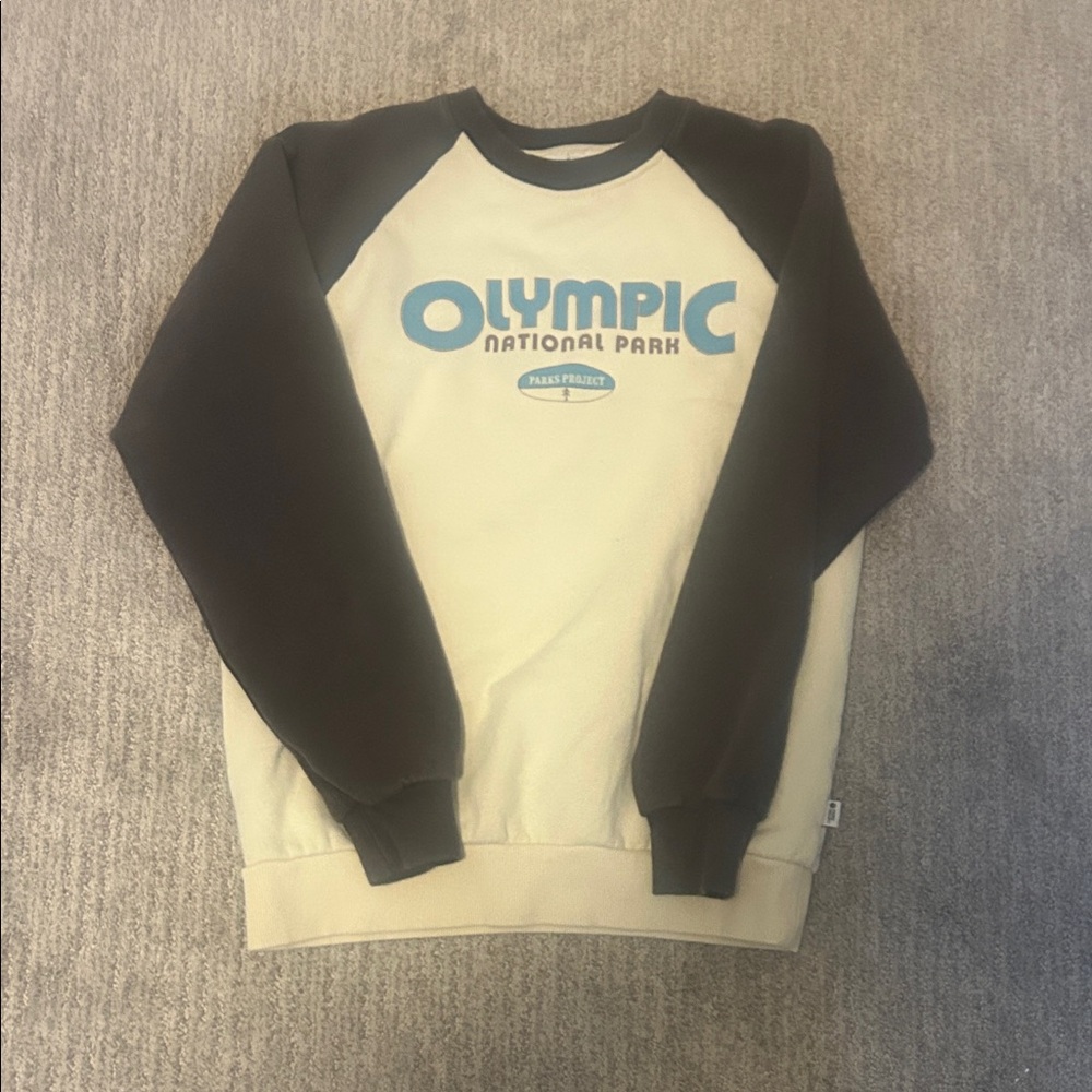 Parks Project Cream and Brow Crewneck Sweatshirt- Olympic National Park